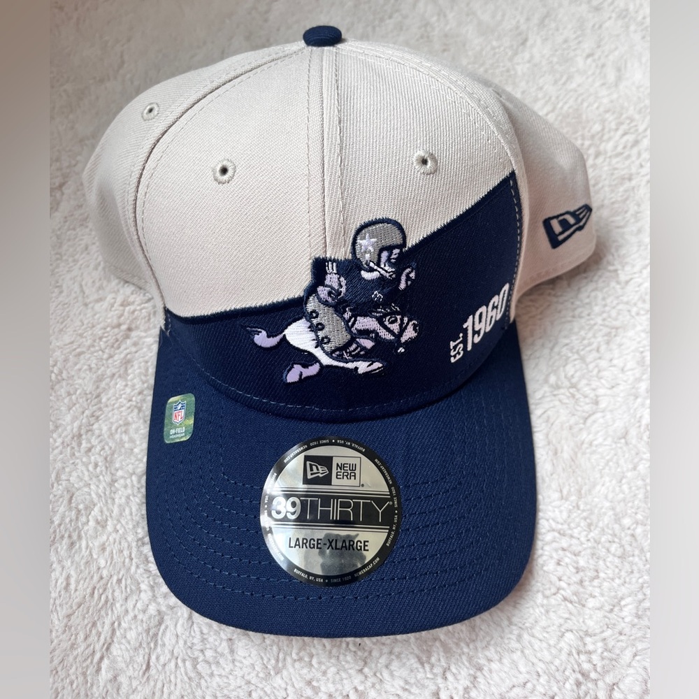 NWT New Era Retro Inspired Dallas Cowboys Blue and Cream 39THIRTY Cap Size L/XL